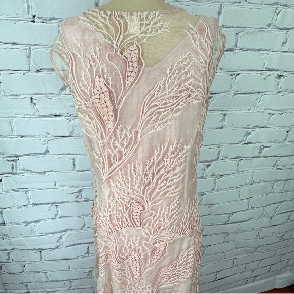 Sundance Silk Coral Embroidered Maxi Dress Gown Sz 10 Blush Pink Boho Wedding - Picture 5 of 11